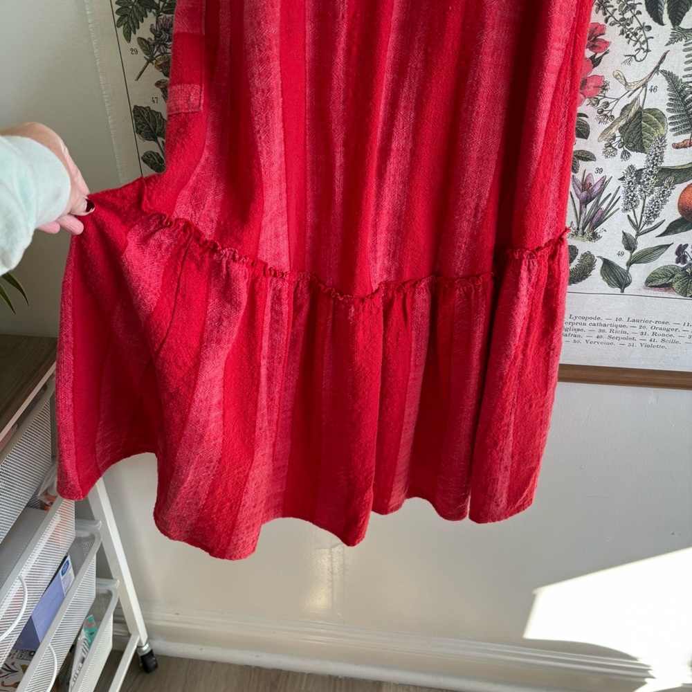 Maeve Vibrant Red Cotton Midi Dress Small - Picture 5 of 7